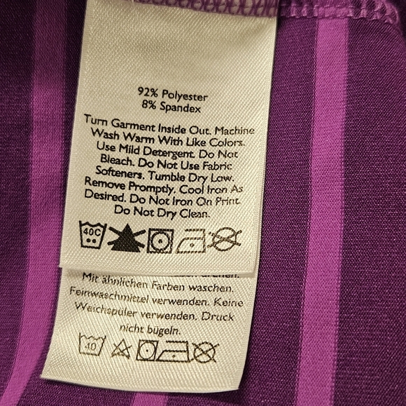 Eddie Bauer Striped Sleeveless Travel V-Neck Aster A Line Purple Dress size L - Picture 7 of 7